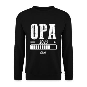 Opa 2023 Lädt Baby Familie Countdown Schwangerscha - Unisex Pullover - Schwarz - Vorne - Alina (178cm) & Michal (187cm)