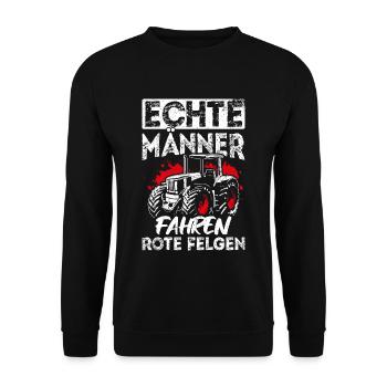 Traktor Landwirt Trecker Echte Männer Spruch Landw - Unisex Pullover - Schwarz - Vorne - Alina (178cm) & Michal (187cm)