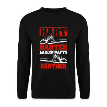 Hart Härter Landschaftsgärtner Gartenarbeit Gesche - Unisex Pullover - Schwarz - Vorne - Alina (178cm) & Michal (187cm)