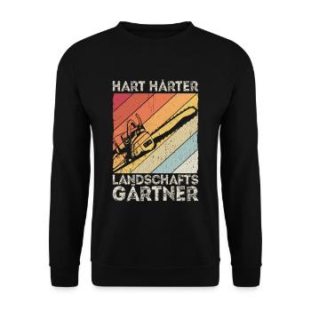 Hart Härter Landschaftsgärtner Gartenarbeit Gesche - Unisex Pullover - Schwarz - Vorne - Alina (178cm) & Michal (187cm)