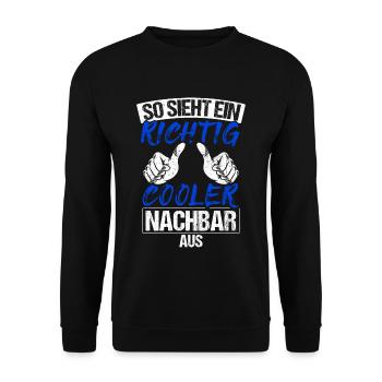 Nachbar Geschenk Bester Cooler Nachbar der Welt Sp - Unisex Pullover - Schwarz - Vorne - Alina (178cm) & Michal (187cm)