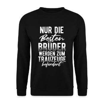 Trauzeuge Hochzeit Heirat JGA Party Bester Bro Bru - Unisex Pullover - Schwarz - Vorne - Alina (178cm) & Michal (187cm)