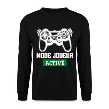 Humour Jeux Vidéo Mode Joueur Activé Cadeau Gamer - Sweat-shirt Unisexe - noir - Devant - Alina (178cm) & Michal (187cm)