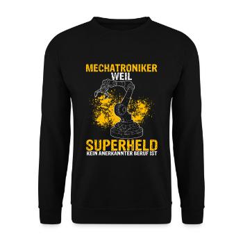 Superheld Kfz Meister Ausbildung Mechatroniker Mec - Unisex Pullover - Schwarz - Vorne - Alina (178cm) & Michal (187cm)