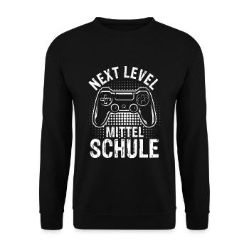 Neue Schule Bye Bye Grundschule next Level Gamecon - Unisex Pullover - Schwarz - Vorne - Alina (178cm) & Michal (187cm)
