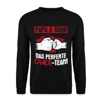 Papa & Sohn Das Perfekte Chaos Team - Vatertag Bes - Unisex Pullover - Schwarz - Vorne - Alina (178cm) & Michal (187cm)