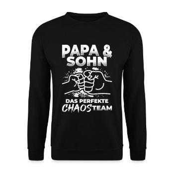 Papa & Sohn Das Perfekte Chaos Team - Vatertag Bes - Unisex Pullover - Schwarz - Vorne - Alina (178cm) & Michal (187cm)