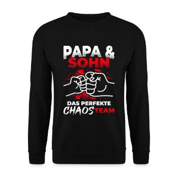 Papa & Sohn Das Perfekte Chaos Team - Vatertag Bes - Unisex Pullover - Schwarz - Vorne - Alina (178cm) & Michal (187cm)