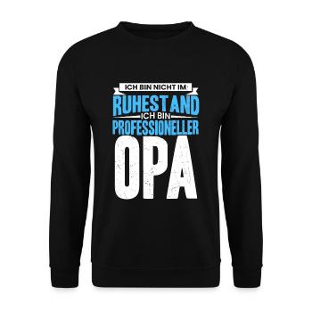 Ich bin nicht im Ruhestand ich bin professioneller - Unisex Pullover - Schwarz - Vorne - Alina (178cm) & Michal (187cm)