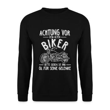Biker Urlaub Motorrad Rentner Geschenk Motorradlie - Unisex Pullover - Schwarz - Vorne - Alina (178cm) & Michal (187cm)