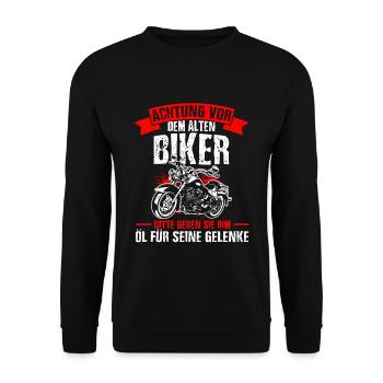 Biker Urlaub Chopper Rentner Geschenk Motorrad Fah - Unisex Pullover - Schwarz - Vorne - Alina (178cm) & Michal (187cm)