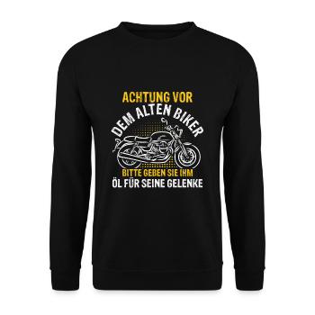 Biker Urlaub Motorrad Rentner Geschenk Motorradlie - Unisex Pullover - Schwarz - Vorne - Alina (178cm) & Michal (187cm)