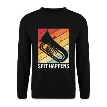 Spit Happens! Trompete Orchester Musik Geschenk Tr - Unisex Pullover - Schwarz - Vorne - Alina (178cm) & Michal (187cm)