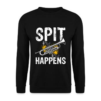 Spit Happens! Trompete Orchester Musik Geschenk Tr - Unisex Pullover - Schwarz - Vorne - Alina (178cm) & Michal (187cm)