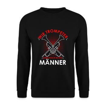 Trompete Liebhaber Orchester Keine Ruhe Geschenk M - Unisex Pullover - Schwarz - Vorne - Alina (178cm) & Michal (187cm)