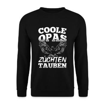 COOLE OPAS ZÜCHTEN TAUBEN - Züchter Vogelfreund Gr - Unisex Pullover - Schwarz - Vorne - Alina (178cm) & Michal (187cm)