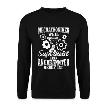 Superheld Kfz Meister Ausbildung Mechatroniker Mec - Unisex Pullover - Schwarz - Vorne - Alina (178cm) & Michal (187cm)