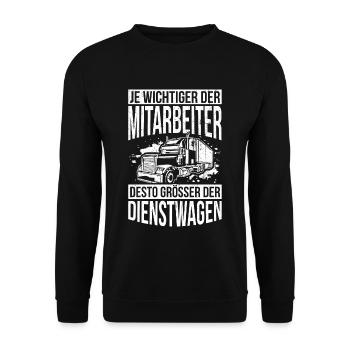 Trucker LKW bester Mitarbeiter Lastkraftwagenfahre - Unisex Pullover - Schwarz - Vorne - Alina (178cm) & Michal (187cm)
