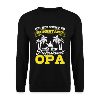 Opa Oma Rentner Ruhestand Rente Geschenk Pension - Unisex Pullover - Schwarz - Vorne - Alina (178cm) & Michal (187cm)