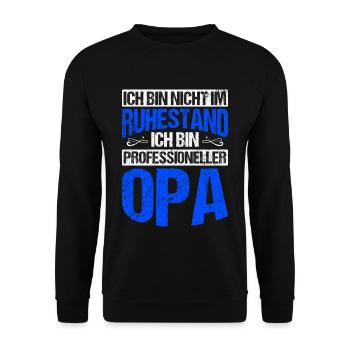 Opa Oma Rentner Ruhestand Rente Geschenk Großelter - Unisex Pullover - Schwarz - Vorne - Alina (178cm) & Michal (187cm)