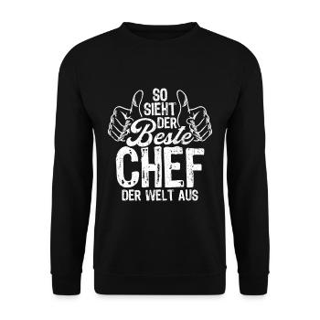 So Sieht Der Beste Chef Der Welt Aus Hübscher Boss - Unisex Pullover - Schwarz - Vorne - Alina (178cm) & Michal (187cm)