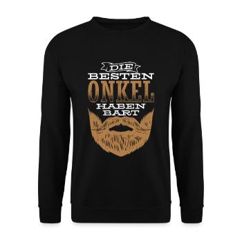 Die Besten Onkel Haben Bart Bartträger Vollbart On - Unisex Pullover - Schwarz - Vorne - Alina (178cm) & Michal (187cm)