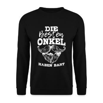 Die Besten Onkel Haben Bart Bartträger Spruch Vate - Unisex Pullover - Schwarz - Vorne - Alina (178cm) & Michal (187cm)
