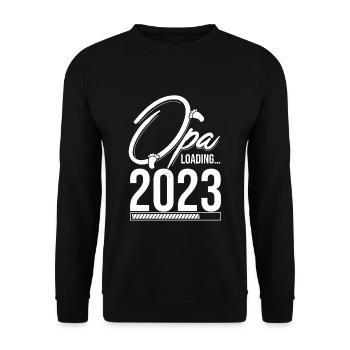 Opa Loading 2023 Babyankündigung Geburt Babygesche - Unisex Pullover - Schwarz - Vorne - Alina (178cm) & Michal (187cm)