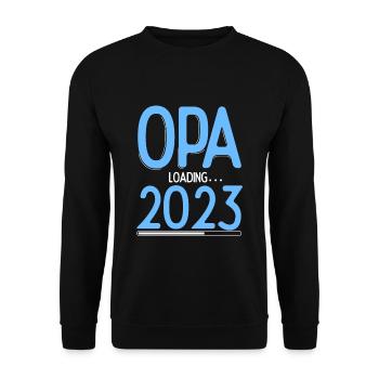 Opa Loading 2023 Babyankündigung Geburt Schwangers - Unisex Pullover - Schwarz - Vorne - Alina (178cm) & Michal (187cm)