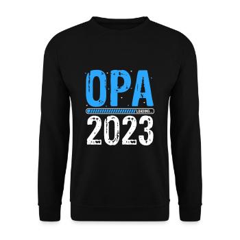 Opa Loading 2023 Babyankündigung Geburt Babygesche - Unisex Pullover - Schwarz - Vorne - Alina (178cm) & Michal (187cm)