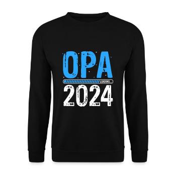 Opa Loading 2024 Babyankündigung Geburt Babygesche - Unisex Pullover - Schwarz - Vorne - Alina (178cm) & Michal (187cm)