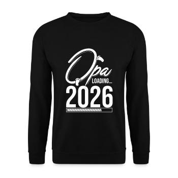 Opa Loading 2026 Babyankündigung Geburt Babygesche - Unisex Pullover - Schwarz - Vorne - Alina (178cm) & Michal (187cm)