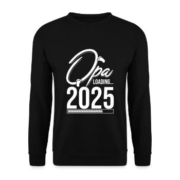 Opa Loading 2025 Babyankündigung Geburt Babygesche - Unisex Pullover - Schwarz - Vorne - Alina (178cm) & Michal (187cm)