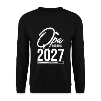 Opa Loading 2027 Babyankündigung Geburt Babygesche - Unisex Pullover - Schwarz - Vorne - Alina (178cm) & Michal (187cm)