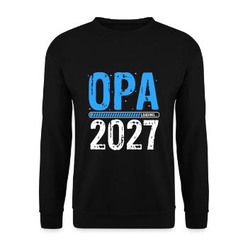 Opa Loading 2027 Babyankündigung Geburt Babygesche - Unisex Pullover - Schwarz - Vorne - Alina (178cm) & Michal (187cm)