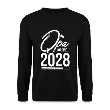 Opa Loading 2028 Babyankündigung Geburt Babygesche - Unisex Pullover - Schwarz - Vorne - Alina (178cm) & Michal (187cm)