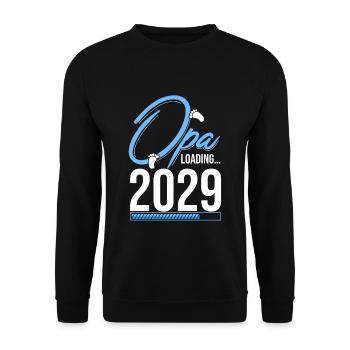 Opa Loading 2029 Babyankündigung Geburt Familienop - Unisex Pullover - Schwarz - Vorne - Alina (178cm) & Michal (187cm)