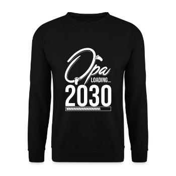 Opa Loading 2030 Babyankündigung Geburt Babygesche - Unisex Pullover - Schwarz - Vorne - Alina (178cm) & Michal (187cm)