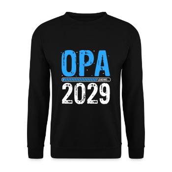 Opa Loading 2029 Babyankündigung Geburt Babygesche - Unisex Pullover - Schwarz - Vorne - Alina (178cm) & Michal (187cm)
