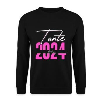 Tante Loading 2024 Babyankündigung Geburt Schwange - Unisex Pullover - Schwarz - Vorne - Alina (178cm) & Michal (187cm)