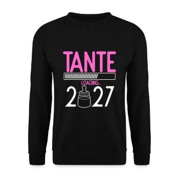 Tante Loading 2027 Babyankündigung Geburt Beste Ta - Unisex Pullover - Schwarz - Vorne - Alina (178cm) & Michal (187cm)