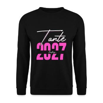 Tante Loading 2027 Babyankündigung Geburt Babygesc - Unisex Pullover - Schwarz - Vorne - Alina (178cm) & Michal (187cm)