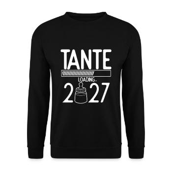 Tante Loading 2027 Babyankündigung Geburt Babygesc - Unisex Pullover - Schwarz - Vorne - Alina (178cm) & Michal (187cm)