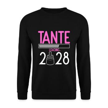 Tante Loading 2028 Babyankündigung Geburt Babygesc - Unisex Pullover - Schwarz - Vorne - Alina (178cm) & Michal (187cm)