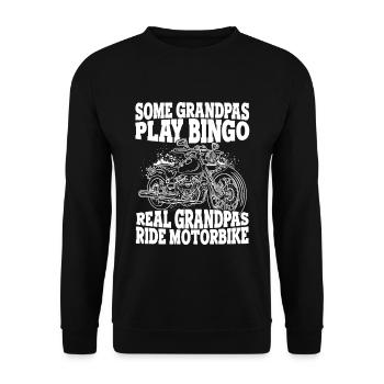 Some Grandpas Play Bingo Real Grandpas Ride Motorb - Unisex Pullover - Schwarz - Vorne - Alina (178cm) & Michal (187cm)