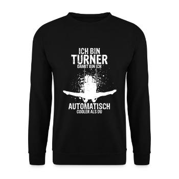 Turnen Turntrainer Gymnsatik Sportverein Bodenturn - Unisex Pullover - Schwarz - Vorne - Alina (178cm) & Michal (187cm)