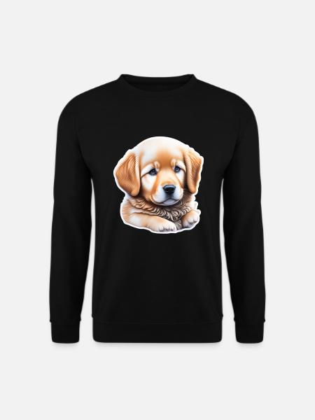 Süßer putziger Golden Retriever Welpe - Unisex Pullover - Schwarz