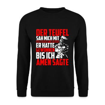 Ritter Tempelritter Kostüm Kreuzritter Mittelalter - Unisex Pullover - Schwarz - Vorne - Alina (178cm) & Michal (187cm)