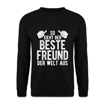 So Sieht Der Beste Freund Der Welt Aus Spruch Best - Unisex Pullover - Schwarz - Vorne - Alina (178cm) & Michal (187cm)