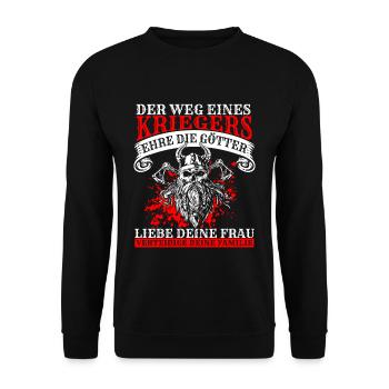 Der Weg Eines Kriegers Ehre Die Götter Liebe Deine - Unisex Pullover - Schwarz - Vorne - Alina (178cm) & Michal (187cm)